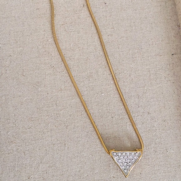 Vintage 80s sparkly rhinestone and gold plated pendant. - Picture 3 of 4